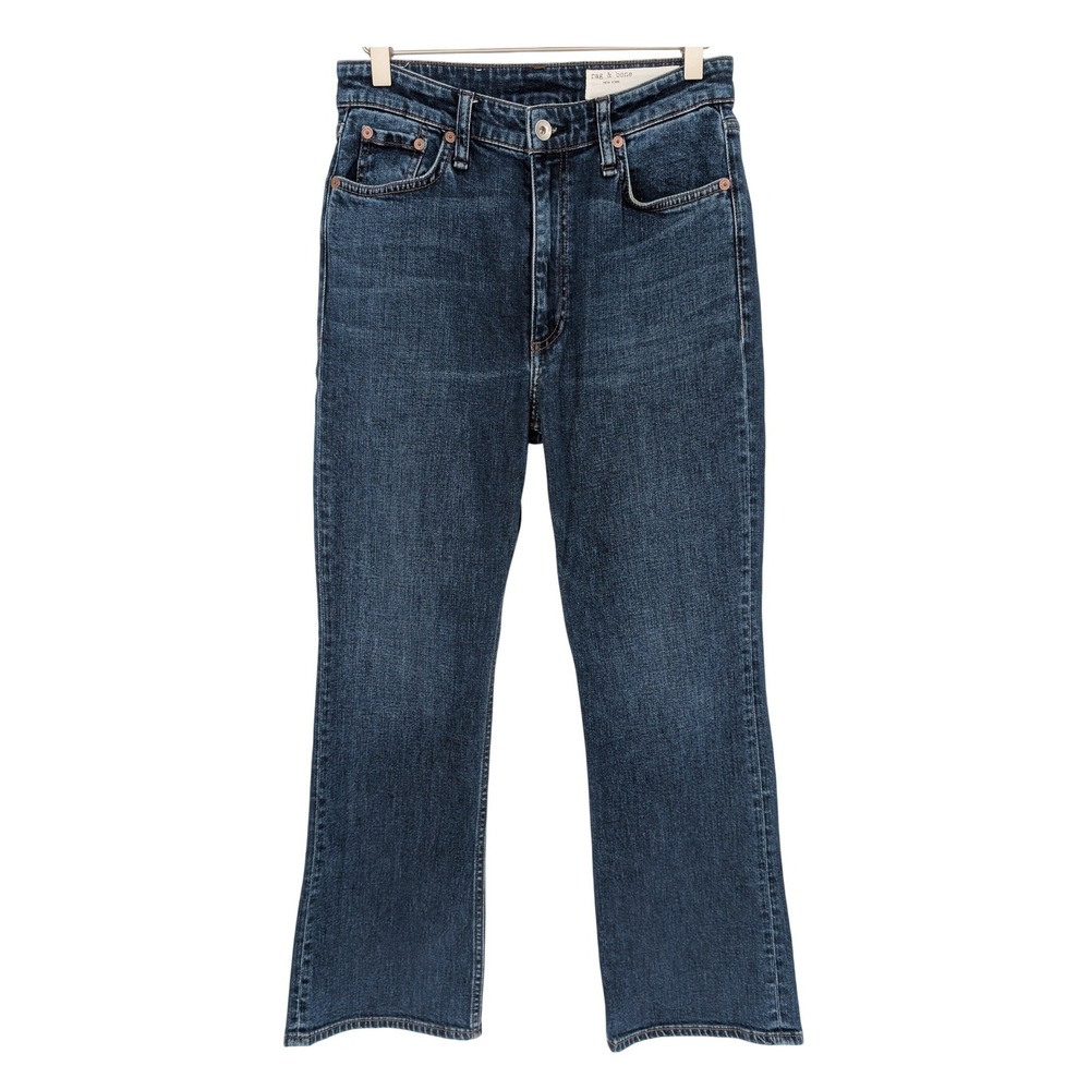 Rag & Bone Casey High Rise Ankle Flare Jeans Womens 27 Chelsea Dark Wash Modern